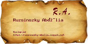 Ruzsinszky Abélia névjegykártya